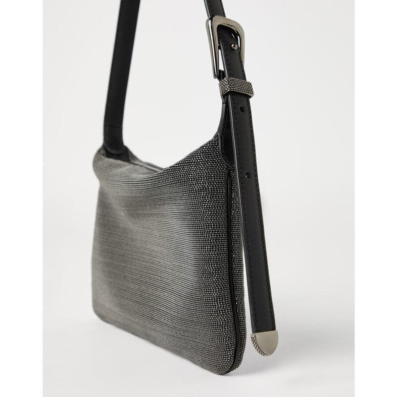 Black Textured Shoulder Bag