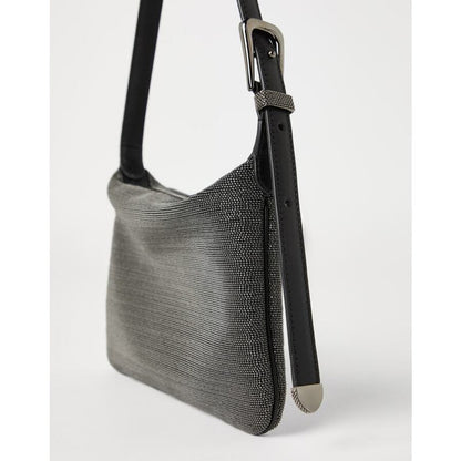 Black Textured Shoulder Bag