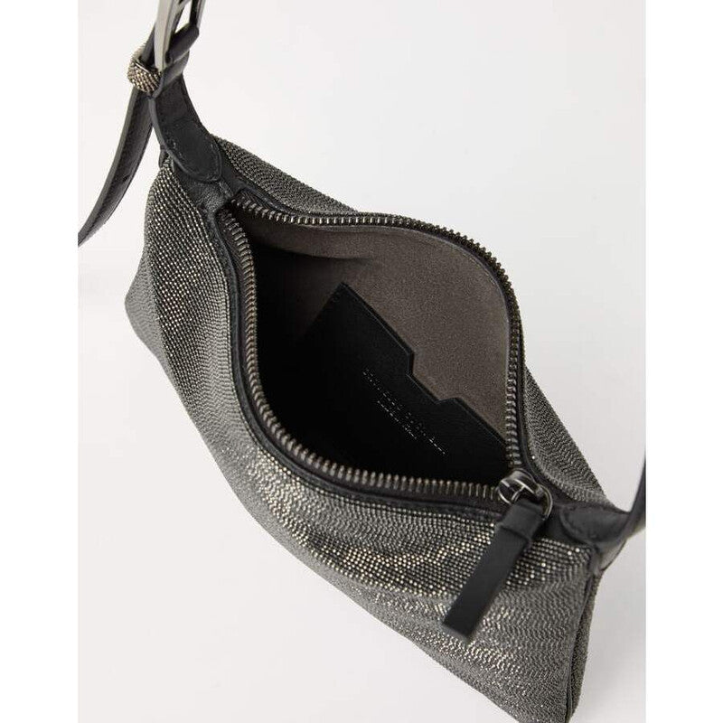 Black Textured Shoulder Bag