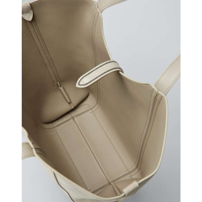 Light Beige Leather Tote