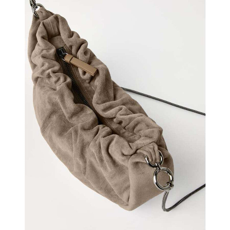 Light Brown Suede Shoulder Bag