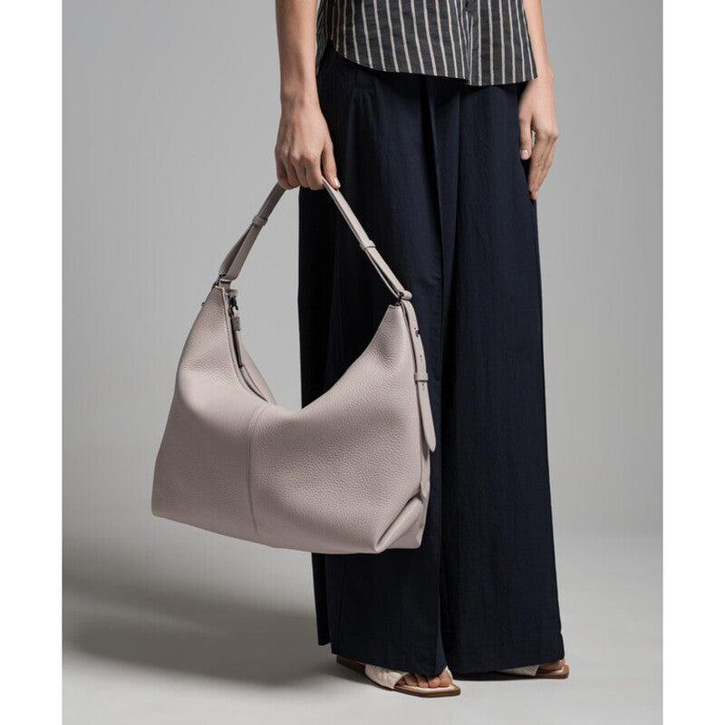 Light Grey Leather Shoulder Bag
