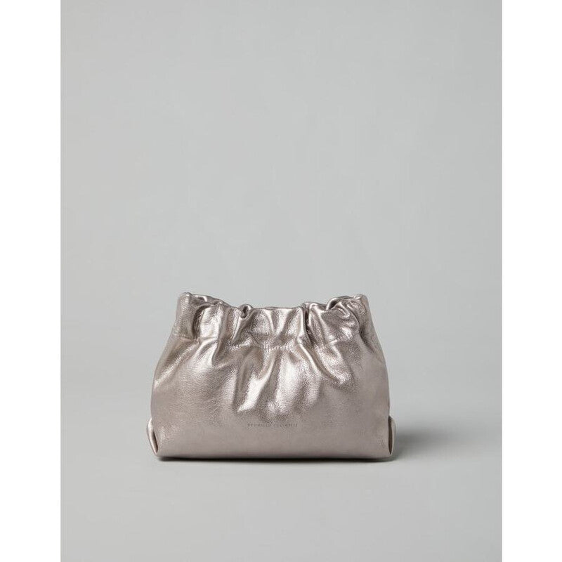 Metallic Leather Pouch Bag