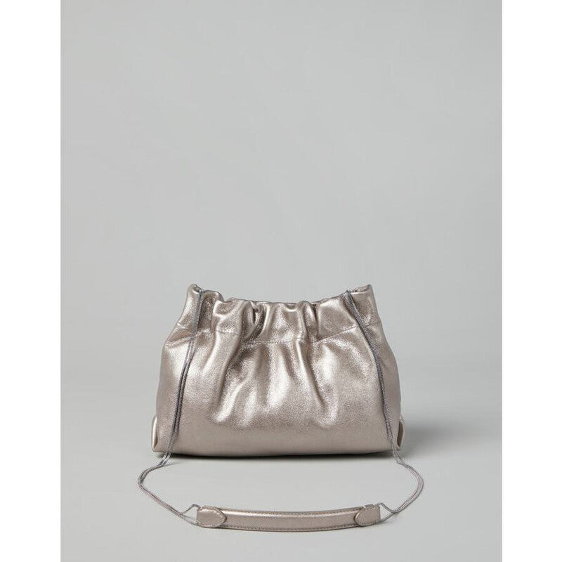 Metallic Leather Pouch Bag