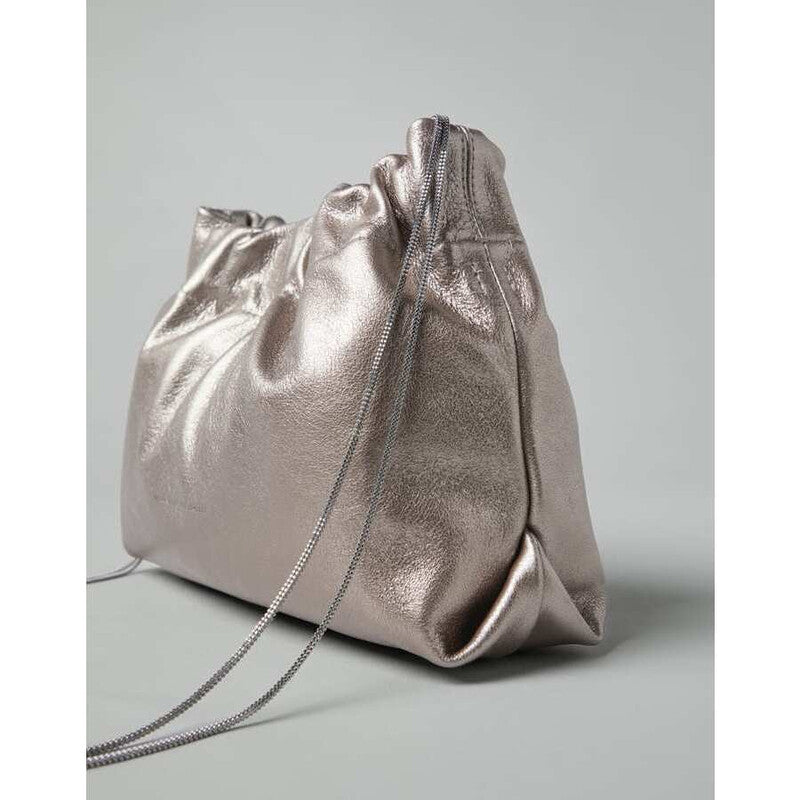 Metallic Leather Pouch Bag