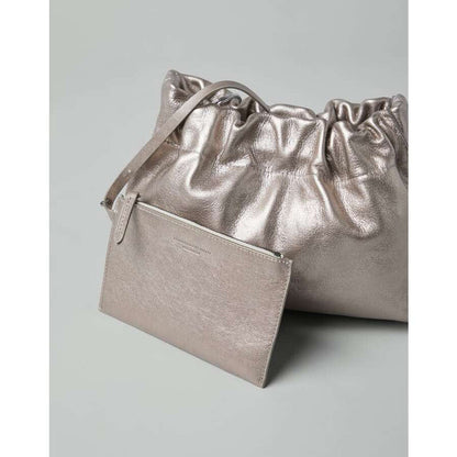 Metallic Leather Pouch Bag