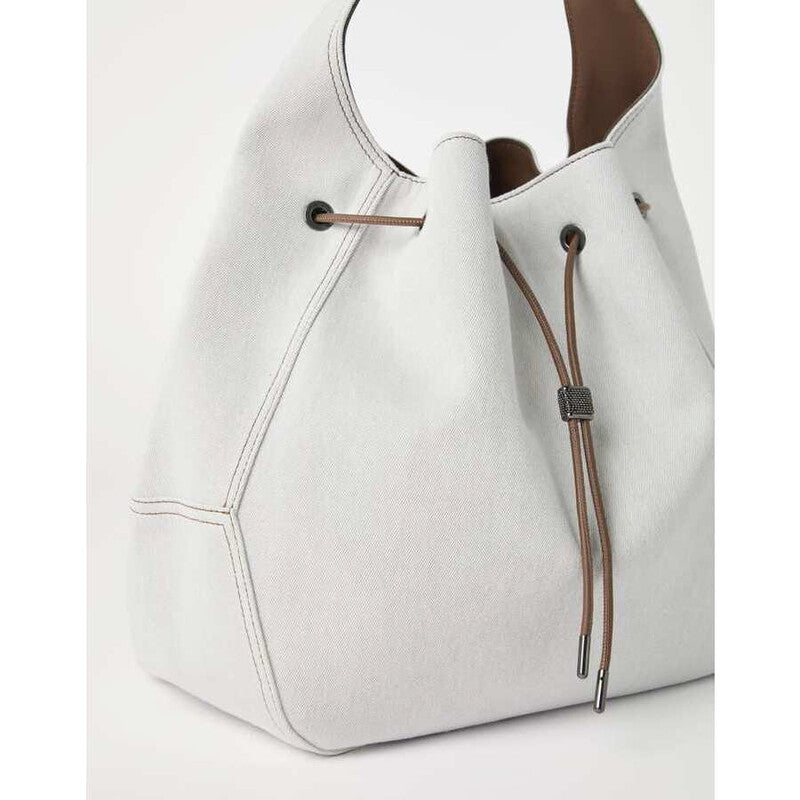 Off White Cotton Linen Bag