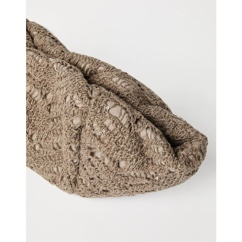 Taupe Leather Woven Bag