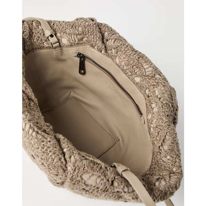 Taupe Leather Woven Bag