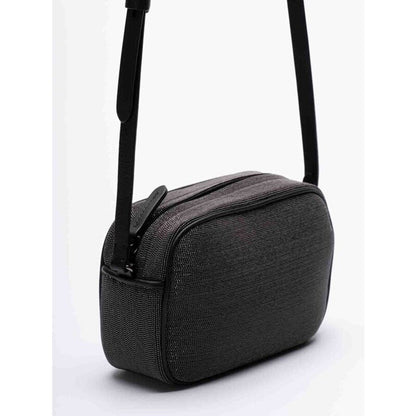 Ultrablack Leather Beaded Shoulder Bag