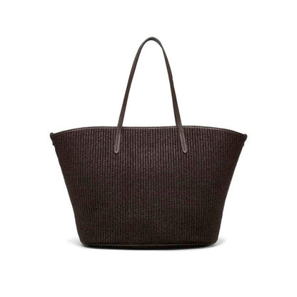 Womens Dark Brown Woven Tote Bag