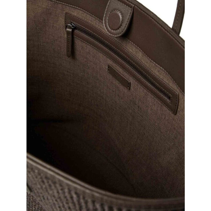 Womens Dark Brown Woven Tote Bag