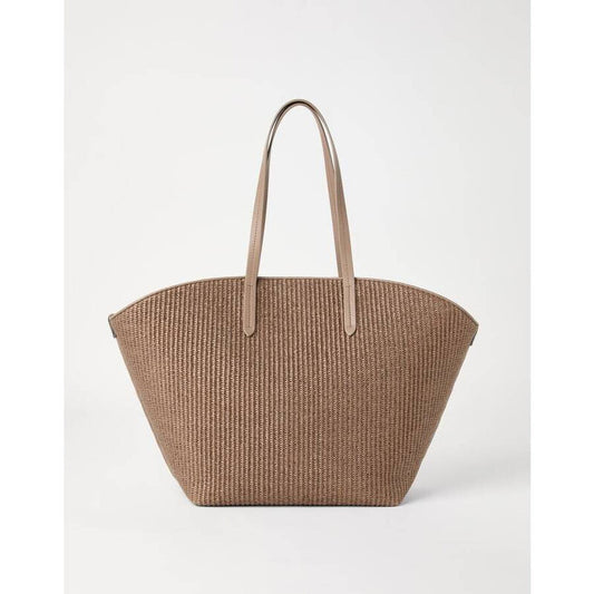 Womens Light Brown Woven Tote