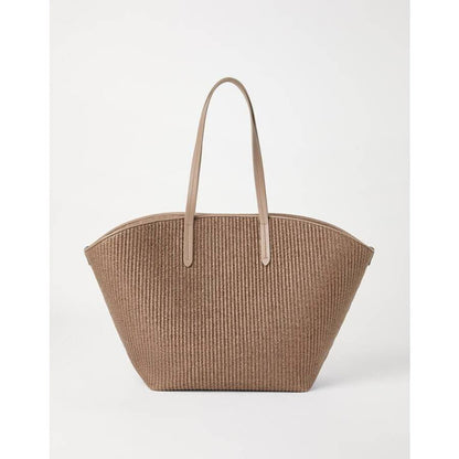 Womens Light Brown Woven Tote