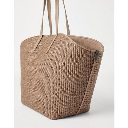 Womens Light Brown Woven Tote