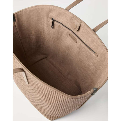 Womens Light Brown Woven Tote