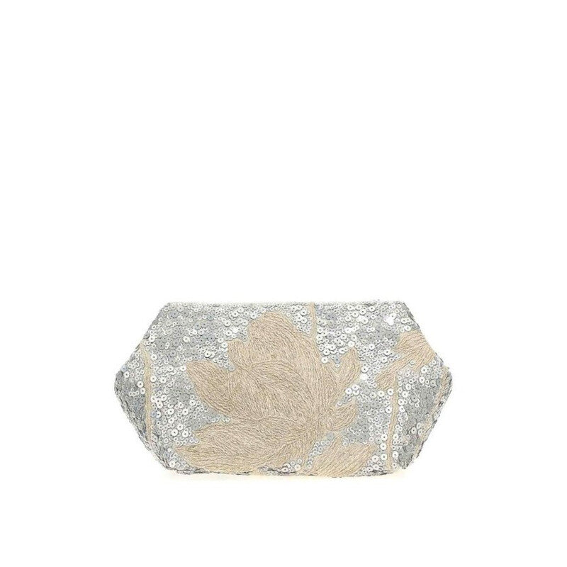 Womens Naturale Linen Embellished Clutch Bag