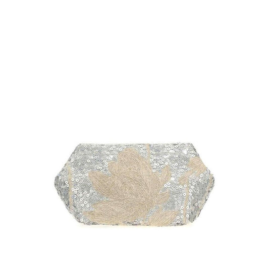 Womens Naturale Linen Embellished Clutch Bag
