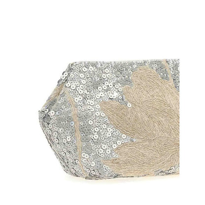 Womens Naturale Linen Embellished Clutch Bag