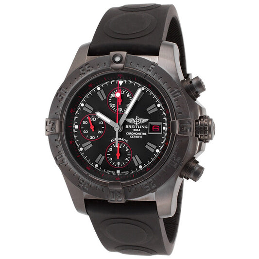 ساعة بريتلينج أفينجر أوتوماتيكية للرجال بمينا أسود ومطاط أسود BKOD