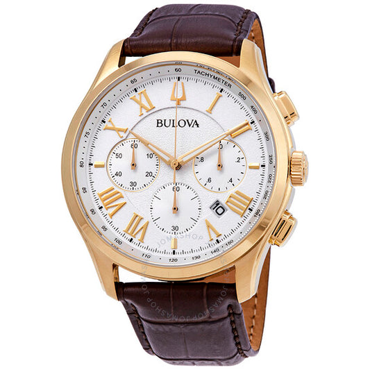 Bulova, Classic White Textured Dial Men's Chronograph Watch
