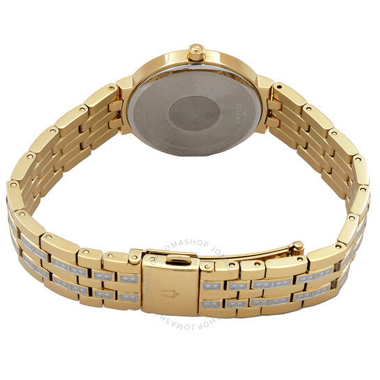 ساعة بولوفا للسيدات، كوارتز كريستالي، مينا فضية مرصعة بالألماس