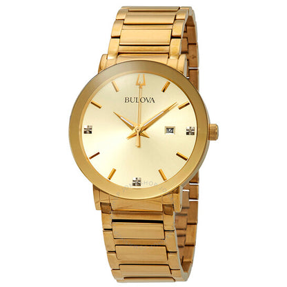 Bulova, Diamond Gold Dial Men's Watch