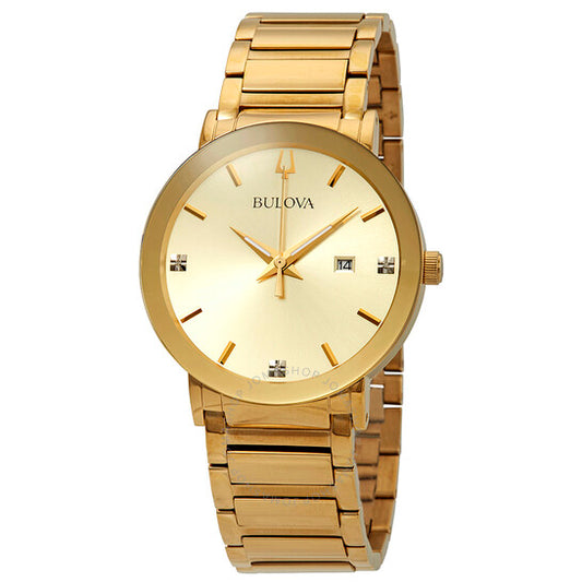 Bulova, Diamond Gold Dial Men's Watch