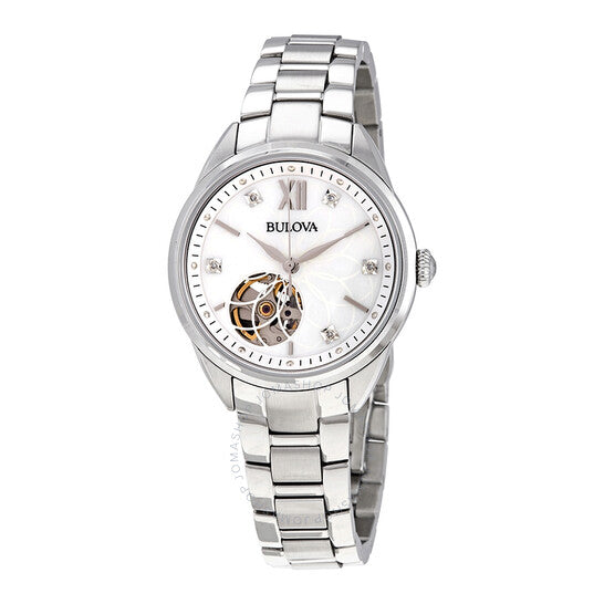 Bulova, Automatic Diamond Silver Dial Stainless Steel Ladies Watch