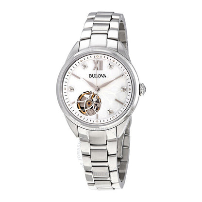 Bulova, Automatic Diamond Silver Dial Stainless Steel Ladies Watch