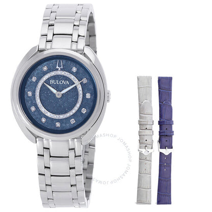 بولوفا، ساعة نسائية ثنائية الكوارتز بمينا أزرق