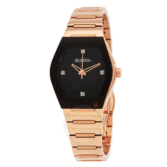 بولوفا، ساعة جيميني كوارتز ألماس بمينا سوداء للسيدات