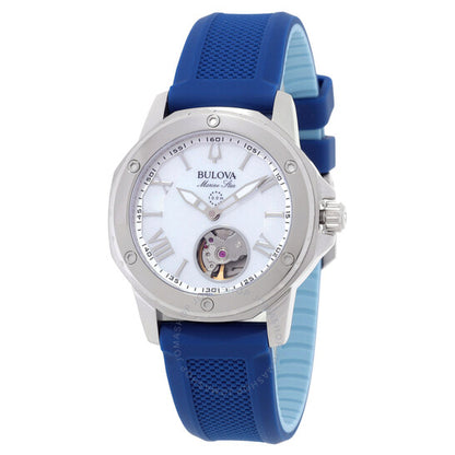 ساعة بولوفا مارين ستار أوتوماتيكية للسيدات بمينا فضي