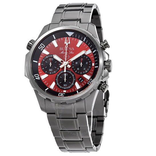 Bulova, Marine Star Chronograph Quartz Red Dial Men's Watch