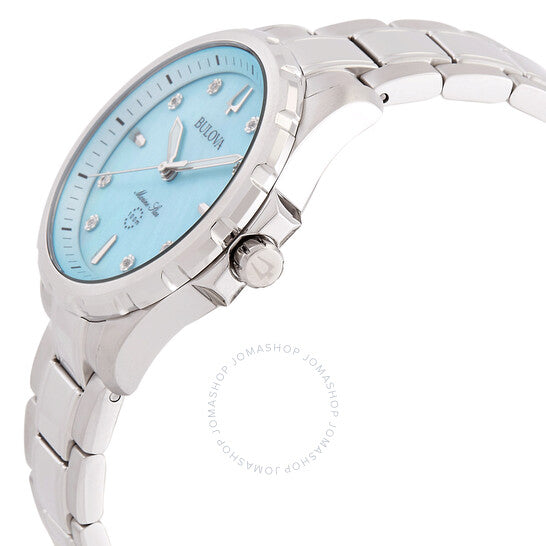 ساعة بولوفا مارين ستار كوارتز بمينا زرقاء للسيدات