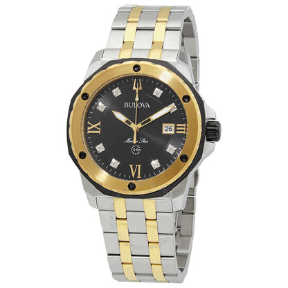 Bulova, Marine Star Quartz Diamond Black Dial Men's Watch