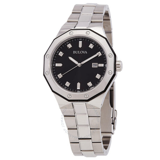 Bulova, Men's Marine Star Diamond Accented Stainless Steel Bracelet Watch