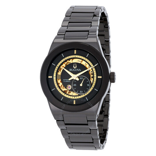 ساعة بولوفا ميلينيا أوتوماتيكية للرجال بمينا هيكلي أسود