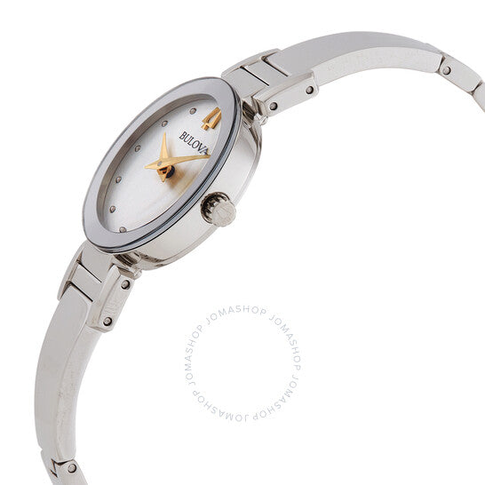 بولوفا، ساعة نسائية عصرية من الكوارتز والماس بمينا فضي