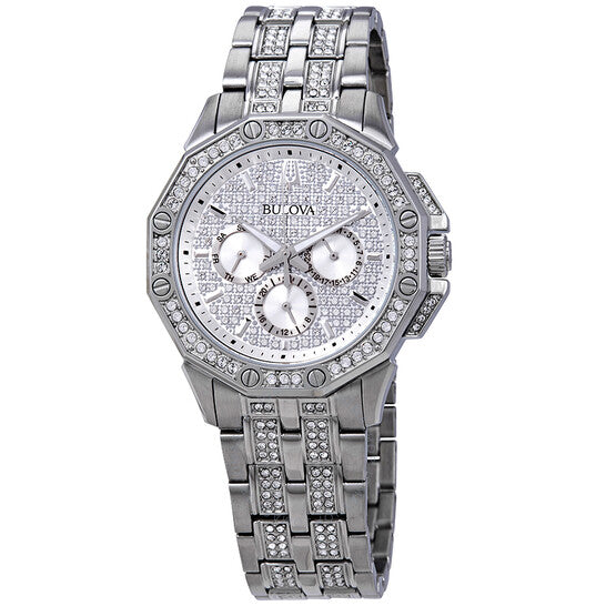 Bulova, Multifunction Crystal Pave Dial Men's Men's Watch