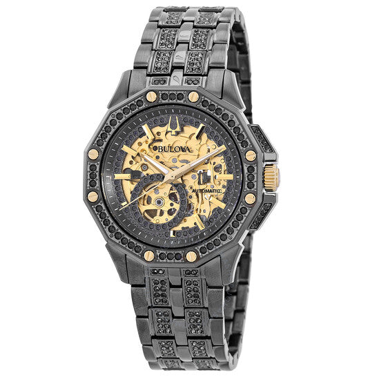 Bulova, Octava Automatic Crystal Gold Skeleton Dial Men's Watch