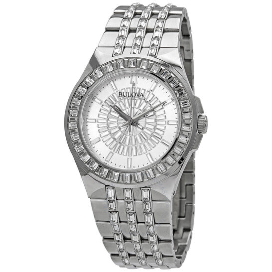 Bulova, Phantom Quartz Crystal Silver Pave Dial Men's Watch