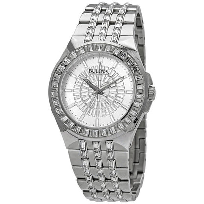 Bulova, Phantom Quartz Crystal Silver Pave Dial Men's Watch