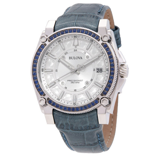 ساعة بولوفا بريسيجنست كوارتز كريستال فضية اللون للسيدات