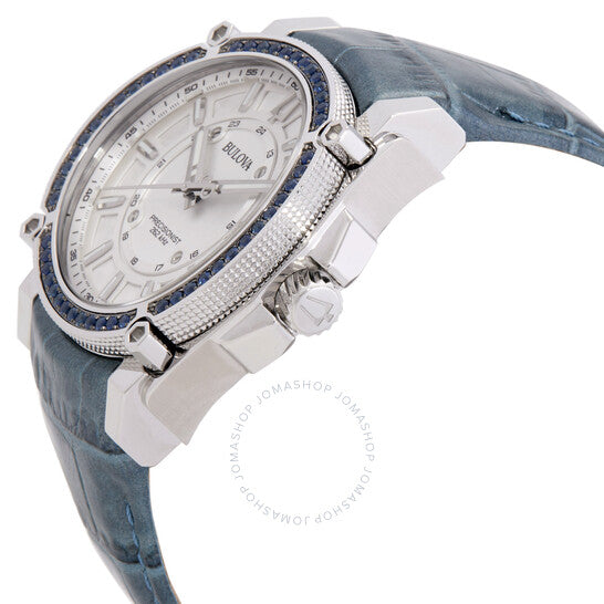 ساعة بولوفا بريسيجنست كوارتز كريستال فضية اللون للسيدات