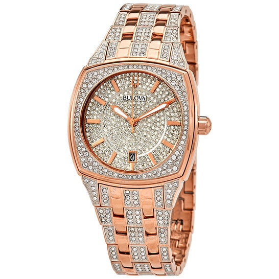 Bulova, Quartz Crystal Pave Dial Men's Watch