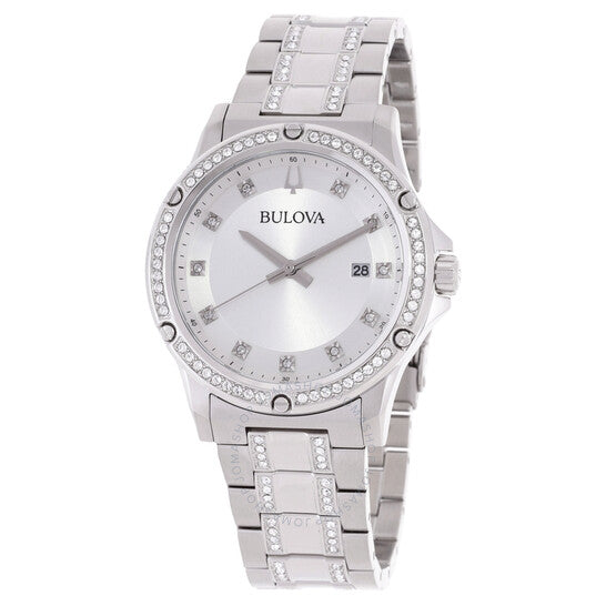 ساعة بولوفا كوارتز للرجال مرصعة بالألماس والكريستال