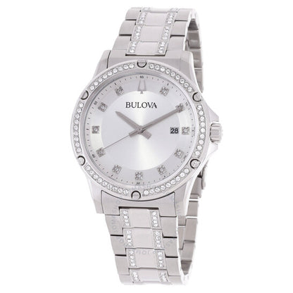 ساعة بولوفا كوارتز للرجال مرصعة بالألماس والكريستال