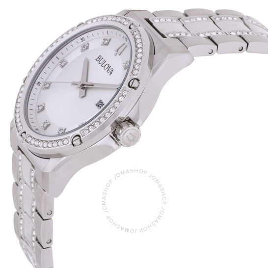 ساعة بولوفا كوارتز للرجال مرصعة بالألماس والكريستال