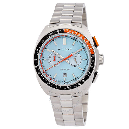 ساعة بولوفا ريسر كرونوغراف كوارتز للرجال بمينا زرقاء